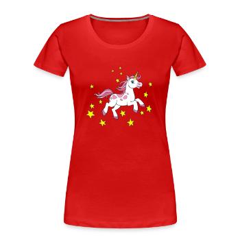 Magic unicorn - unicorn with stars - Women's Premium Organic T-Shirt - red - Front - Mia (176cm)