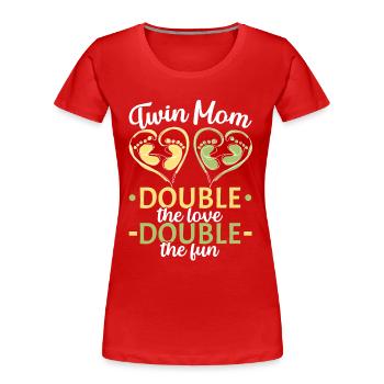Twin Mom Double Love Double The Fun Pregnant Two B - Frauen Premium Bio T-Shirt - Rot - Vorne - Mia (176cm)