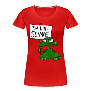Sonnenfrosch - Frauen Premium Bio T-Shirt - Rot - Vorne - Mia (176cm)