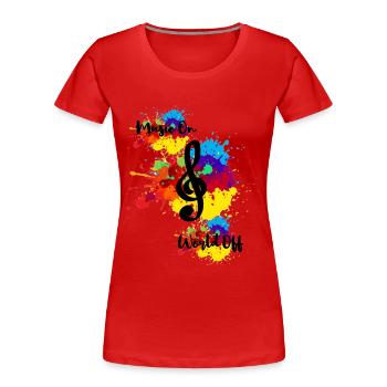 Musique sur World Off - T-shirt bio Premium Femme - rouge - Devant - Mia (176cm)