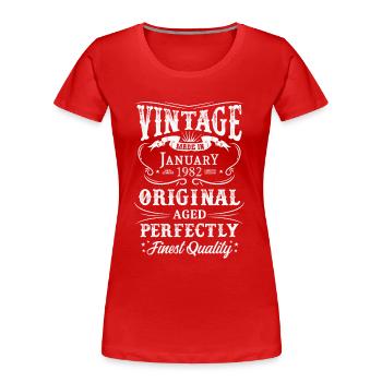 Millésime Fabriqué En 1982 Année 1982 Né - T-shirt bio Premium Femme - rouge - Devant - Mia (176cm)