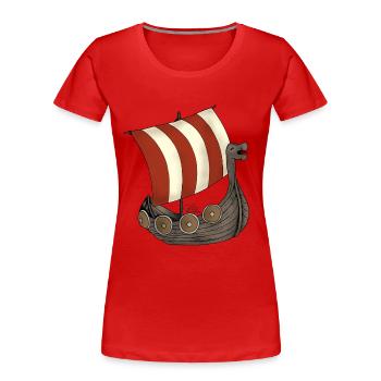 Eriks Winkingerschiff - Women's Premium Organic T-Shirt - red - Front - Mia (176cm)