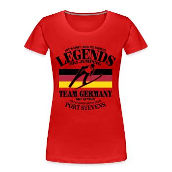 skispringer - skispringen - ski jumping - Frauen Premium Bio T-Shirt - Rot - Vorne - Mia (176cm)