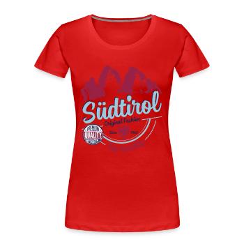 SÜDTIROL FASHION - Frauen Premium Bio T-Shirt - Rot - Vorne - Mia (176cm)