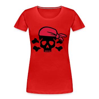 Pirat - Frauen Premium Bio T-Shirt - Rot - Vorne - Mia (176cm)