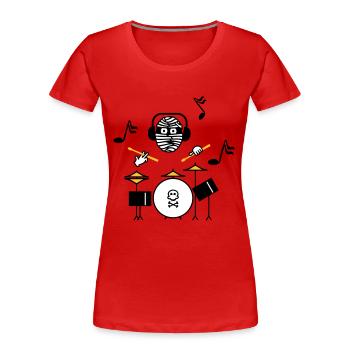 Momies Drummer / Mummy drummer (3c) - T-shirt bio Premium Femme - rouge - Devant - Mia (176cm)