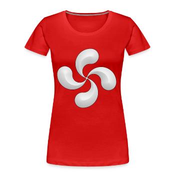 basque_cross_lauburu_8 - Frauen Premium Bio T-Shirt - Rot - Vorne - Mia (176cm)