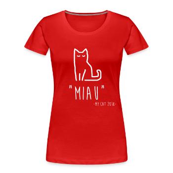 Miau Cat - Frauen Premium Bio T-Shirt - Rot - Vorne - Mia (176cm)