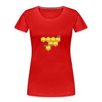 Abeilles et nid d'abeille - T-shirt bio Premium Femme - rouge - Devant - Mia (176cm)