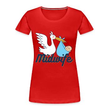 Hebamme | Storch Geburtshelfer Beruf Baby Geschenk - Frauen Premium Bio T-Shirt - Rot - Vorne - Mia (176cm)