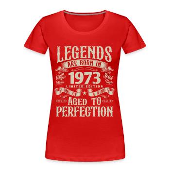 Born 1973 Legends Vintage Birthday - Women's Premium Organic T-Shirt - red - Front - Mia (176cm)