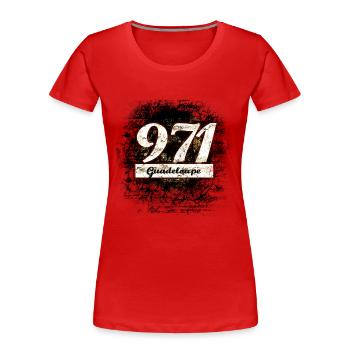 971 ! Guadeloupe - T-shirt bio Premium Femme - rouge - Devant - Mia (176cm)