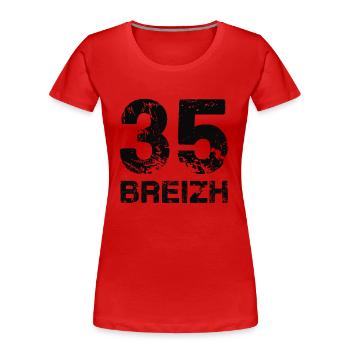35 Breizh - Frauen Premium Bio T-Shirt - Rot - Vorne - Mia (176cm)