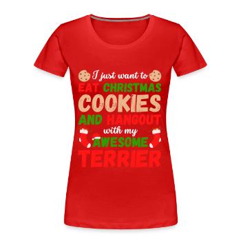Biscuits de Noël Terrier - T-shirt bio Premium Femme - rouge - Devant - Mia (176cm)