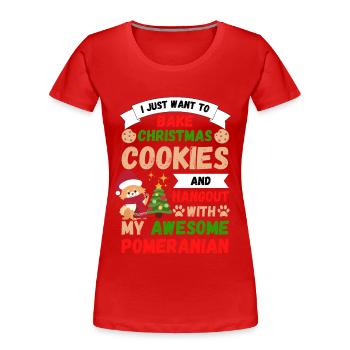 Noël Sweet Dwarf Spitz Lover Kawaii - T-shirt bio Premium Femme - rouge - Devant - Mia (176cm)