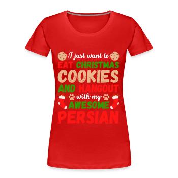 Weihnachten Perser Katze Kekse - Frauen Premium Bio T-Shirt - Rot - Vorne - Mia (176cm)