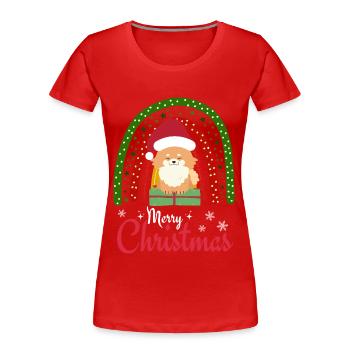 Noël Sweet Dwarf Spitz Lover Kawaii - T-shirt bio Premium Femme - rouge - Devant - Mia (176cm)