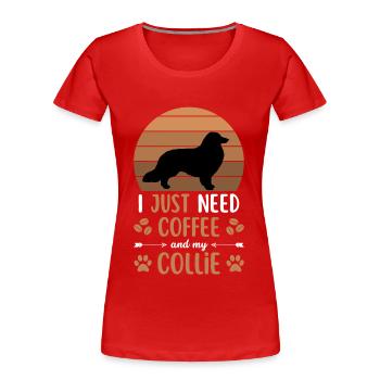 café colley café chien rétro - T-shirt bio Premium Femme - rouge - Devant - Mia (176cm)
