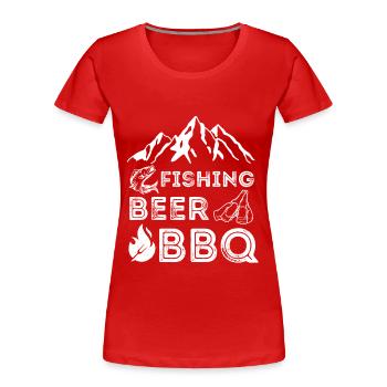amateurs de pêche, de pêche, de bière et de barbecue - T-shirt bio Premium Femme - rouge - Devant - Mia (176cm)
