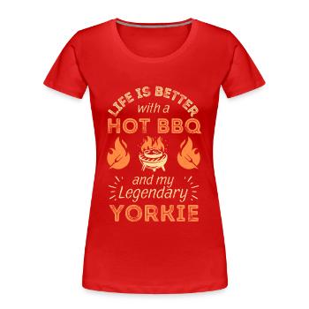 BBQ grillen für Yorkshire Terrier Liebhaber - Frauen Premium Bio T-Shirt - Rot - Vorne - Mia (176cm)