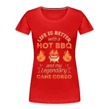 BBQ Grillen und Cane Corso Liebhaber - Frauen Premium Bio T-Shirt - Rot - Vorne - Mia (176cm)