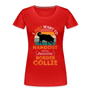Légendaire Border collie Vintage Rétro - T-shirt bio Premium Femme - rouge - Devant - Mia (176cm)
