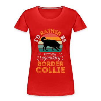 Légendaire Border collie Vintage Rétro - T-shirt bio Premium Femme - rouge - Devant - Mia (176cm)