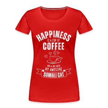 Somali Katze Kaffee Cafe - Frauen Premium Bio T-Shirt - Rot - Vorne - Mia (176cm)