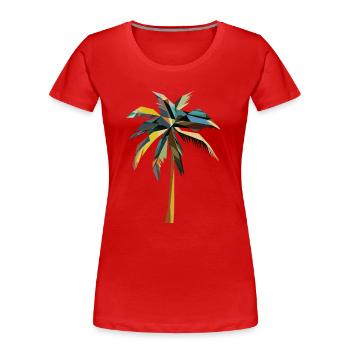 Geometrische Palme – Tropisches Polygon-Design - Frauen Premium Bio T-Shirt - Rot - Vorne - Mia (176cm)