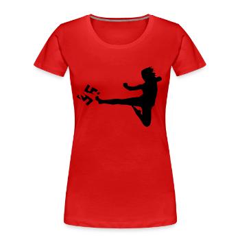 Anti racism kick martial arts - Women's Premium Organic T-Shirt - red - Front - Mia (176cm)