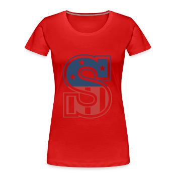 Buchstabe S USA - Frauen Premium Bio T-Shirt - Rot - Vorne - Mia (176cm)