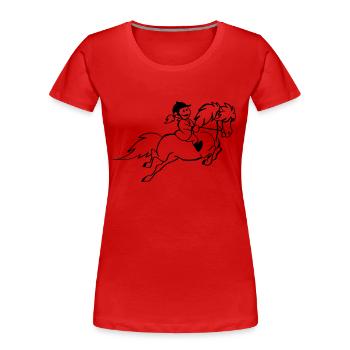 Pony Reiter - Frauen Premium Bio T-Shirt - Rot - Vorne - Mia (176cm)