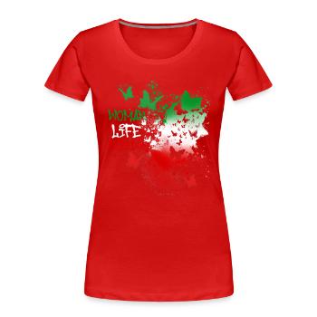 woman life freedom, schmetterlinge,iran,flagge - Frauen Premium Bio T-Shirt - Rot - Vorne - Mia (176cm)