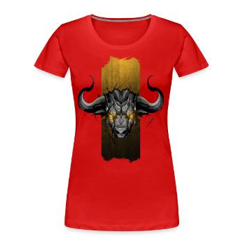 Majestic african buffalo: Essence of the Savannah - Women's Premium Organic T-Shirt - red - Front - Mia (176cm)