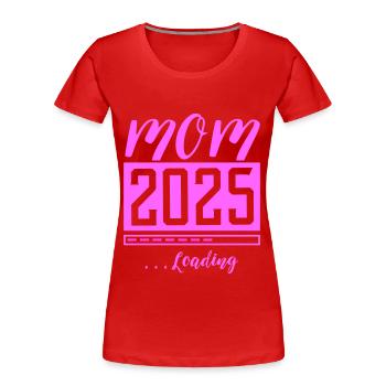 Maman 2025 Maman Loading Enceinte Dicton - T-shirt bio Premium Femme - rouge - Devant - Mia (176cm)