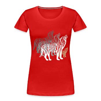 Wolfmond Rudder Wolf Moon - T-shirt bio Premium Femme - rouge - Devant - Mia (176cm)