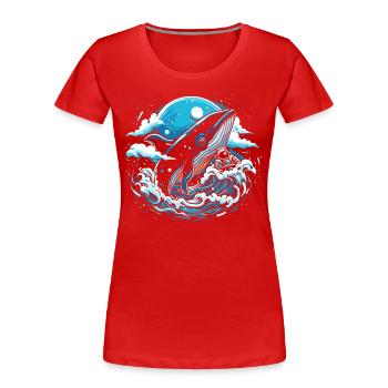 Weltraum-Wal-Fantasie - Frauen Premium Bio T-Shirt - Rot - Vorne - Mia (176cm)