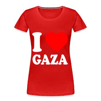 I love gaza - Frauen Premium Bio T-Shirt - Rot - Vorne - Mia (176cm)