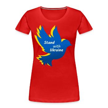 Colombe de la paix de l’Ukraine - T-shirt bio Premium Femme - rouge - Devant - Mia (176cm)