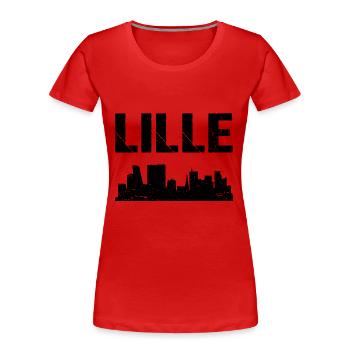 Lille Skyline Frankreich Stadt Lille - Frauen Premium Bio T-Shirt - Rot - Vorne - Mia (176cm)