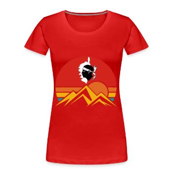 Île de Corse avec coucher de soleil et montagnes France - T-shirt bio Premium Femme - rouge - Devant - Mia (176cm)