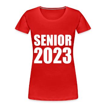 Senior 2023 - Frauen Premium Bio T-Shirt - Rot - Vorne - Mia (176cm)