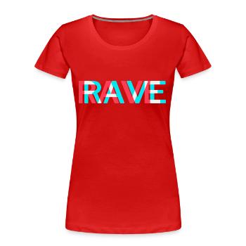 Techno Rave Electro Music Trance House Festival - Women's Premium Organic T-Shirt - red - Front - Mia (176cm)