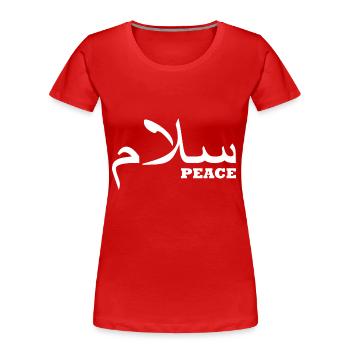 Frieden auf arabisch - Frauen Premium Bio T-Shirt - Rot - Vorne - Mia (176cm)