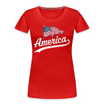 Amerika Flagge - Frauen Premium Bio T-Shirt - Rot - Vorne - Mia (176cm)