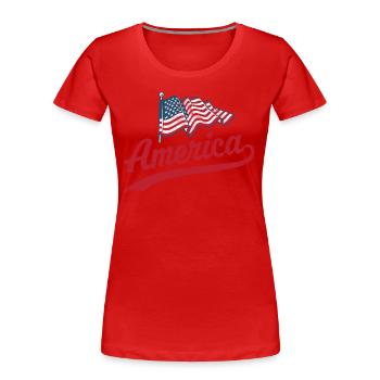 Amerika Flagge - Frauen Premium Bio T-Shirt - Rot - Vorne - Mia (176cm)