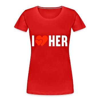 Je l’aime Ich liebe Sie die Liebe - T-shirt bio Premium Femme - rouge - Devant - Mia (176cm)