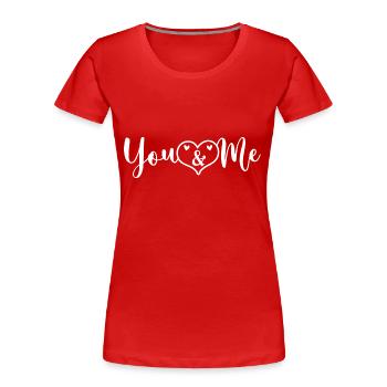 You and me Love with Heart Du und Ich die Liebe - Frauen Premium Bio T-Shirt - Rot - Vorne - Mia (176cm)