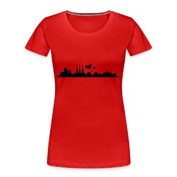 Hannover // Skyline // Silhouette // Skylineshirt - Frauen Premium Bio T-Shirt - Rot - Vorne - Mia (176cm)