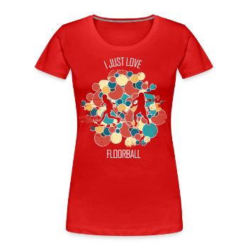 Floorball Floorball Hockey sur gazon Hockey en salle - T-shirt bio Premium Femme - rouge - Devant - Mia (176cm)